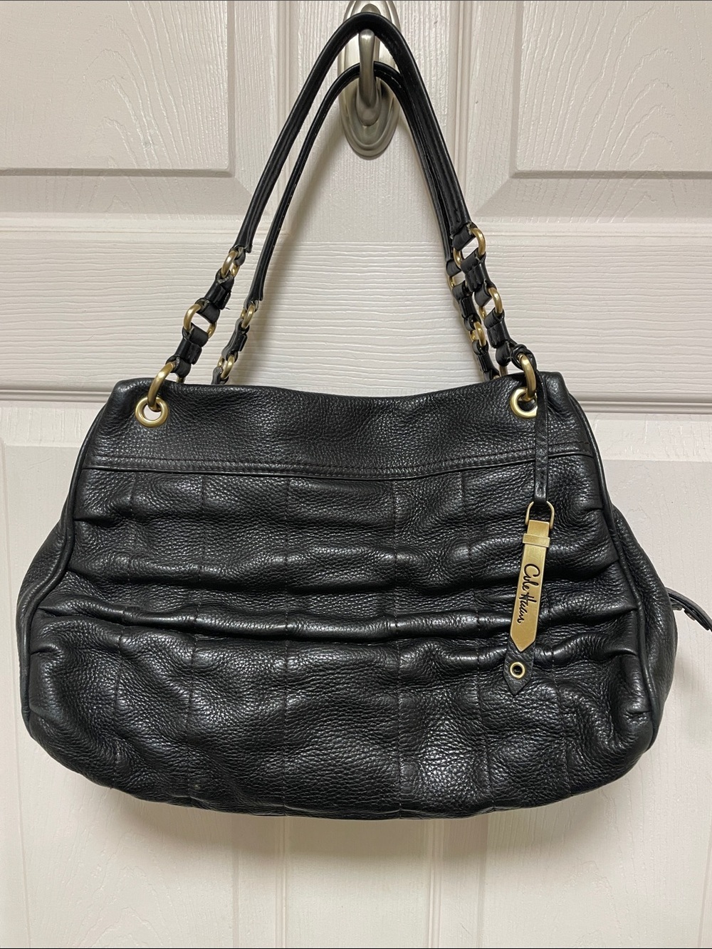 Cole Haan | Bailey II | Black | Pebbled | 
Ruched | Leather | Shoulder Bag/Purse